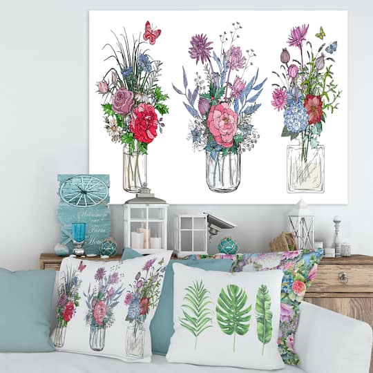 Designart - Bouquets of Wildflowers In Transparent Vases I